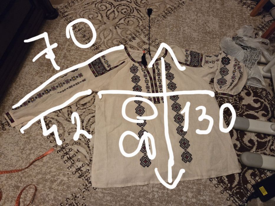 Жіноча лляна вишиванка, нова. Розмір 56-58