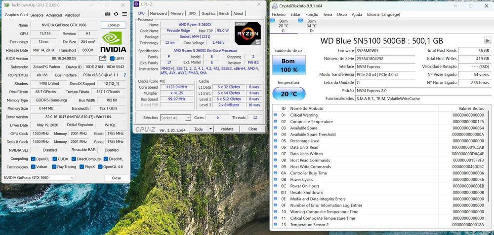 PC Gaming Ryzen 5 2600X + GTX 1660 6GB | 16GB | 500GB NVMe + 2TB | Lian Li O11 Air Mini | Win11 Pro
