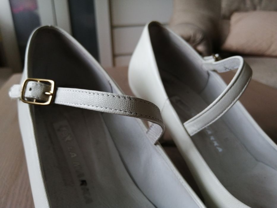 Buty białe, ślubne, LaMarka, skórzane