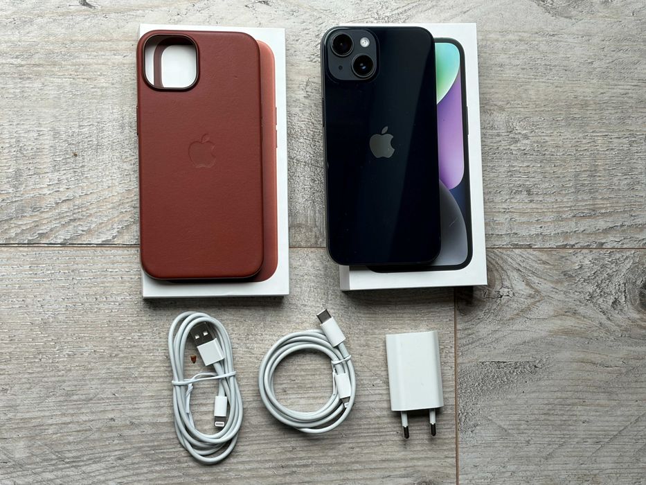 Iphone 14 + Apple: etui skóra, ładowarka, kabel USB-A