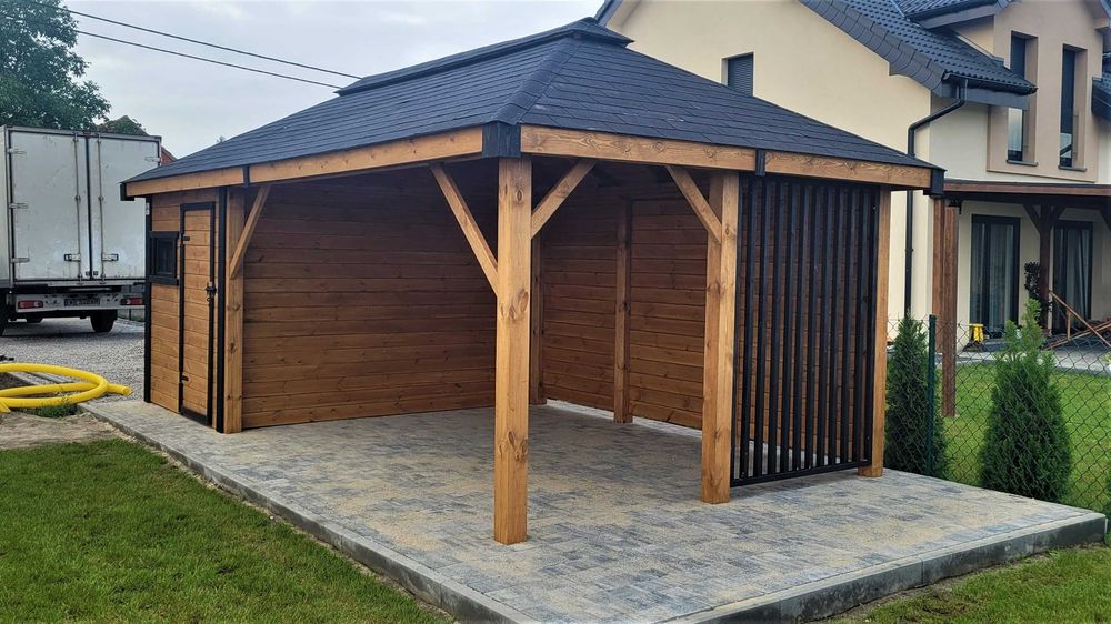 Domek z Altaną VANESSA wiata drewutnia 6x3m DREWNOTRIK.PL