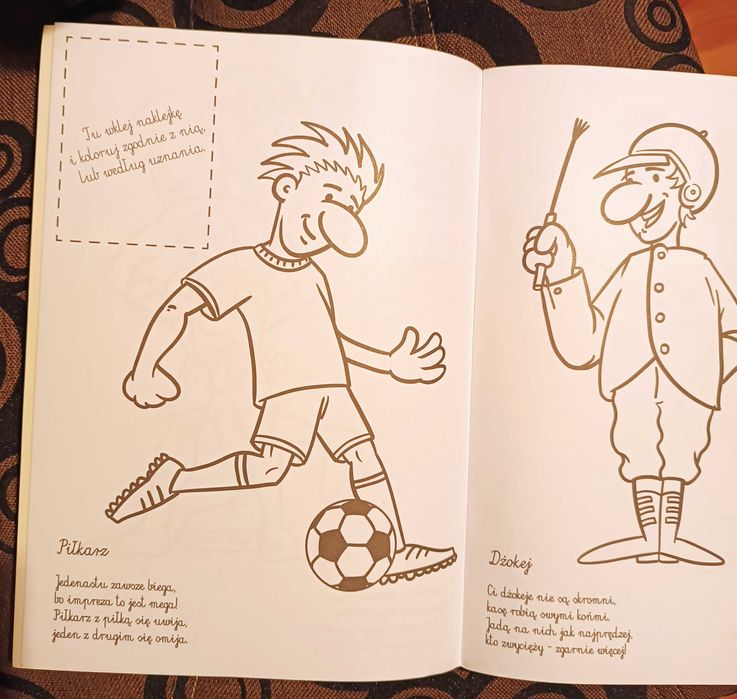 Sport - kolorowanka z wierszykami inaklejkami