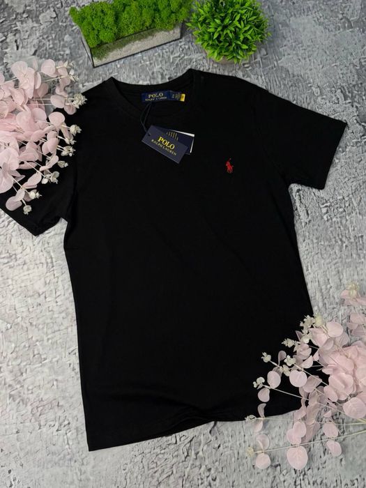 Футболка Поло чорна/Чоловіча футболка Ralph Lauren/