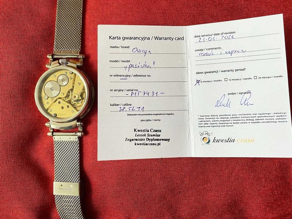 Omega Pasówka zegarek swiss made 1938 bransoleta mesh  Gwarancja serwis