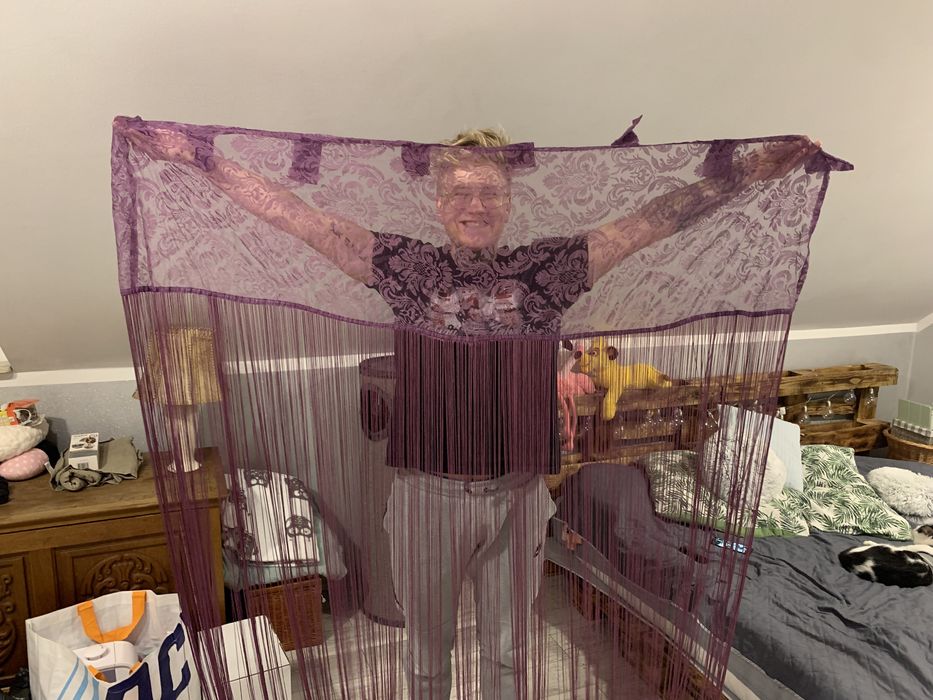 Sznurki zasłony fioletowe ozdobne