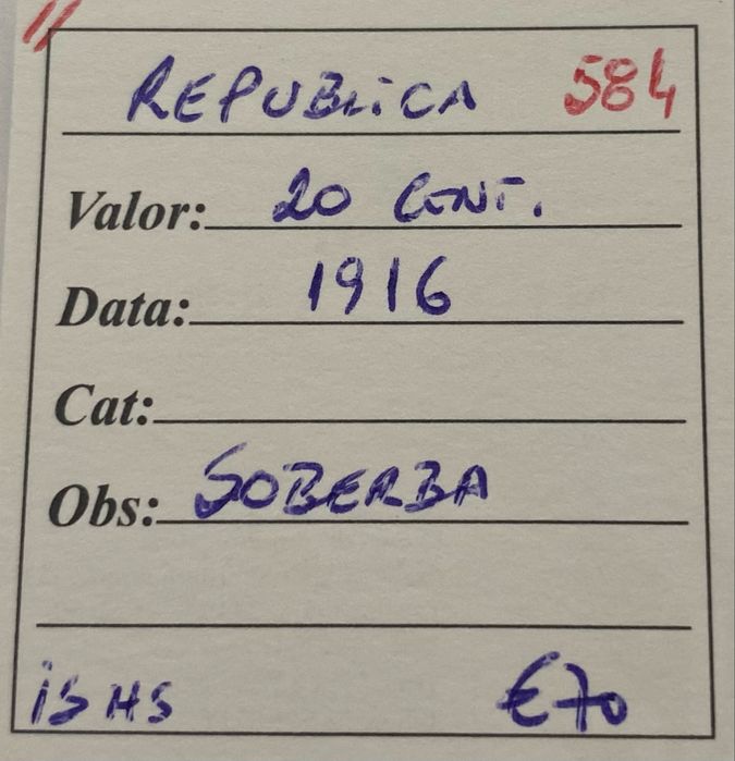 Moeda  584 - 20 Centavos 1916 BELA