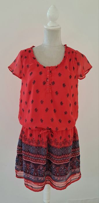 Vestido estampado com pormenores muito delicados, Tam 38