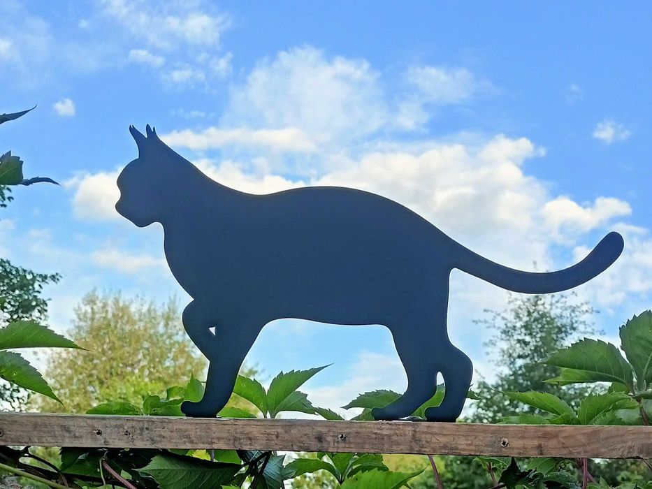 Kot 5 Rysiek Metalowa ozdoba dekoracyjna do ogrodu Czarna