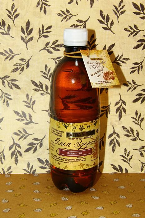 Льняное масло первого прямого холодного отжима 1 литр