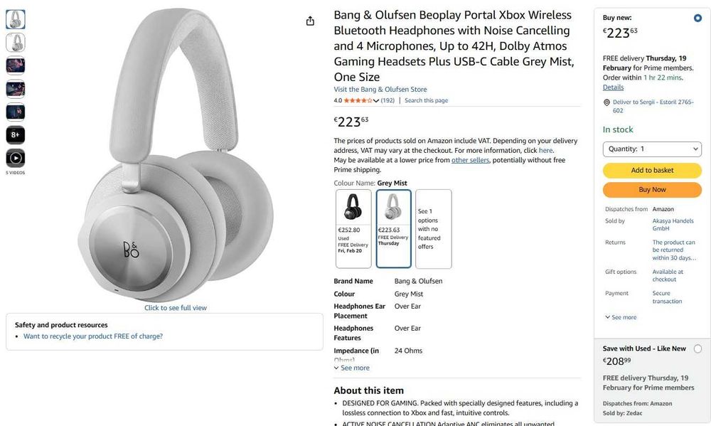 Bang & Olufsen Beoplay Portal (Grey Mist)