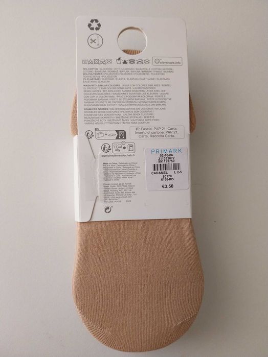 Pack 5 Pares Meias Invisiveis/Footies Seamless Primark (Novos Selados)