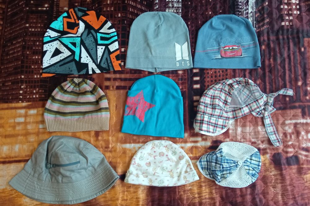 Шапка зимова, весна-осінь, літня, панамка, шарф, 0,6 - 10 років