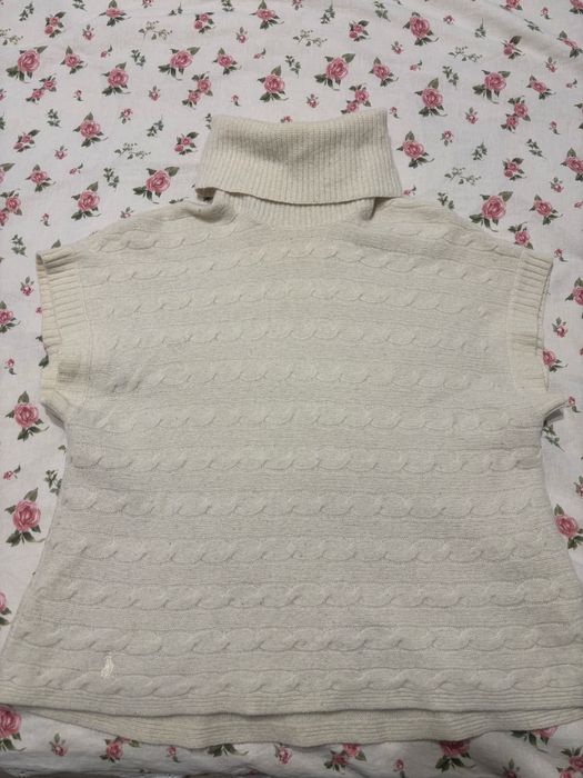 wełniany sweter kamizelka z golfem ralph lauren kaszmir