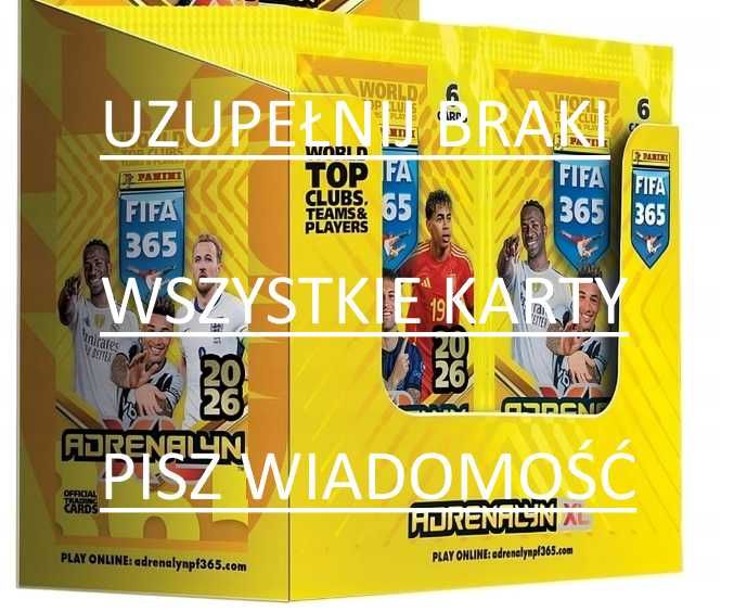Karty PANINI 2026 Fifa365 uzupełnij braki (wszystkie karty) pisz braki