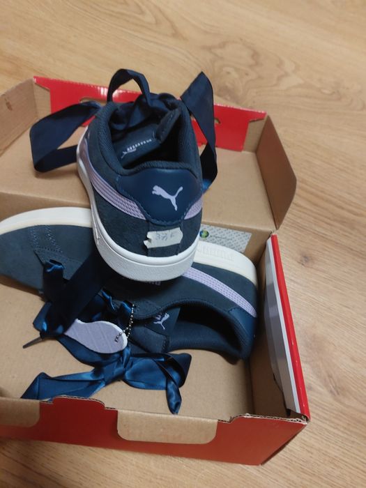 NOWE PUMA Smash v2 Ribbon 37,5 granatowe fioletowe dziewczęce