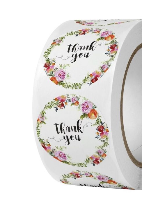 NAKLEJKI ozdobne samoprzylepne Dziękuję THANK YOU- 300 szt