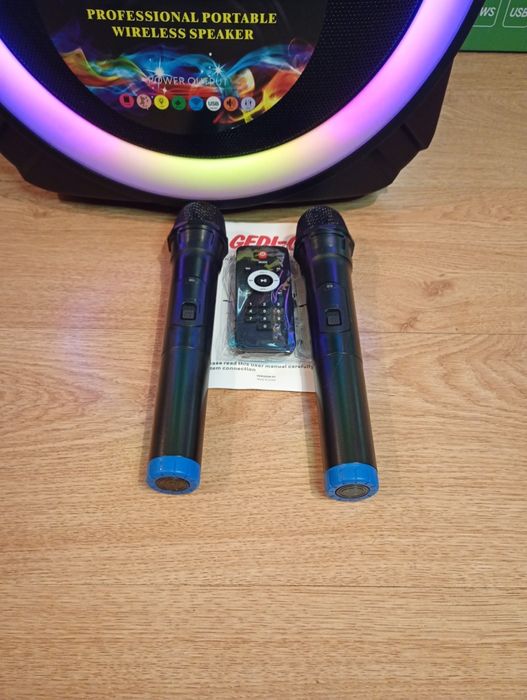 Караоке акустика Temeisheng-15(блютуз,SD,USB, FM) ПультДУ, 2микрофона