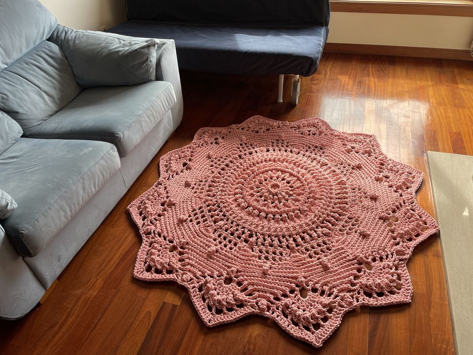 Crocheted carpet, handmade