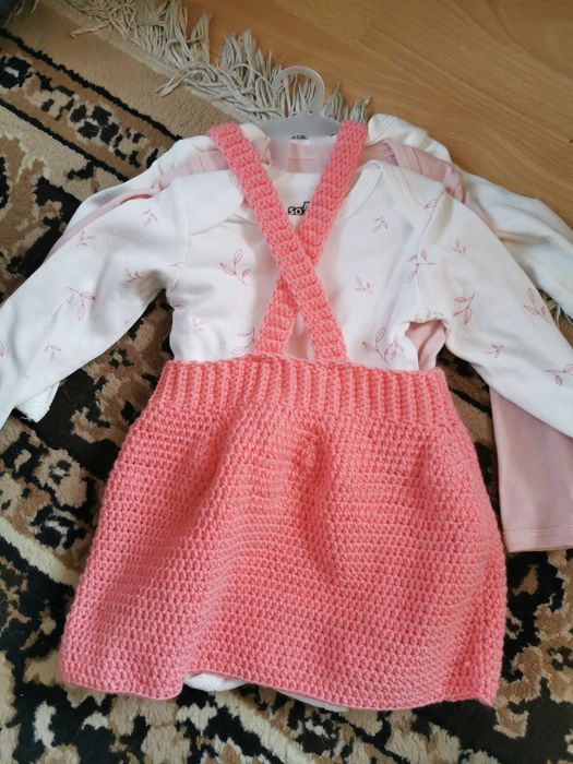 spódniczka na szelkach, handmade, na szydełku