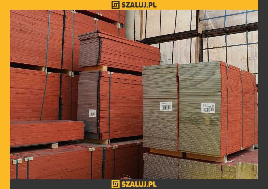 Sklejka szalunkowa I gatunek, Płyta trójwarstwowa Okucie E czerwona