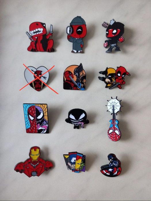 Піни (значки) Marvel, Людина-павук, Веном, Дедпул