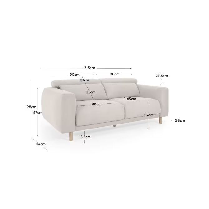KaveHome Sofa Singa em Austin Cru