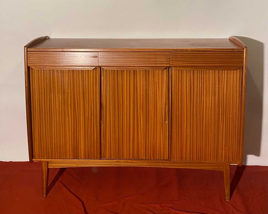 Wysoka komoda skandynawska teak vintage lata 70 + GRATIS palisandrowa szafka na płyty analogowe