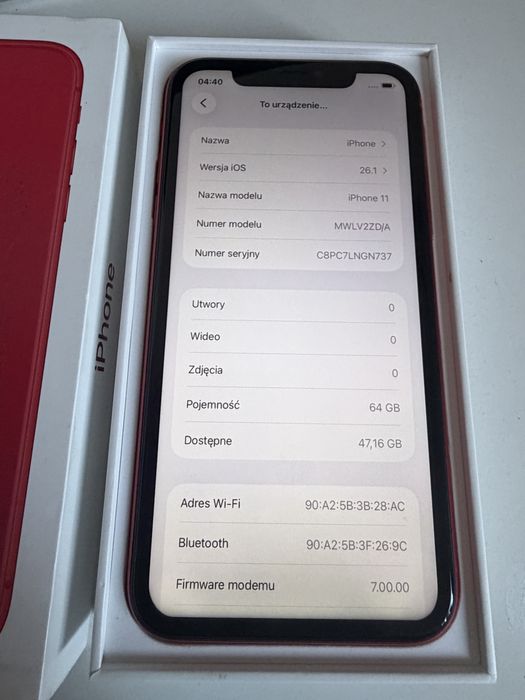 iPhone 11 64gb Red Bateria 94%