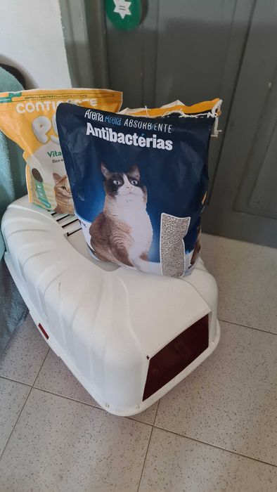 Kit Completo Gato 2 Caixas WC Acessorios Comida e Areia