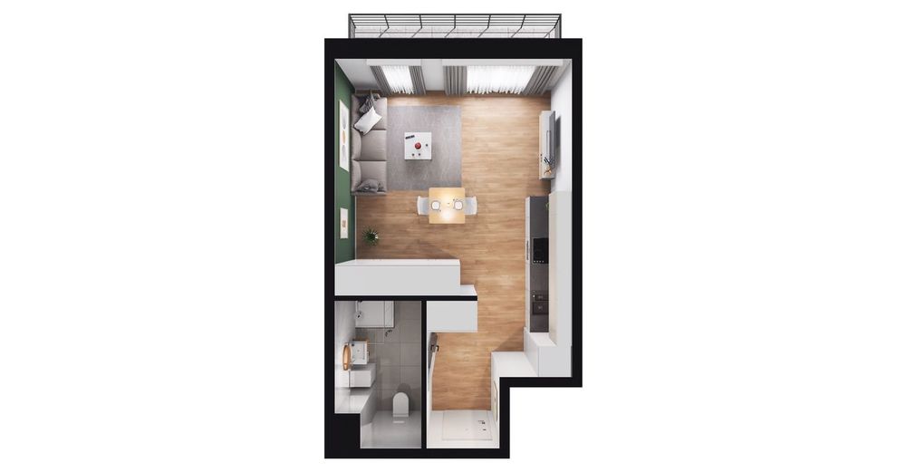 1-pokojowe mieszkanie 30m2 + loggia Bezpośrednio