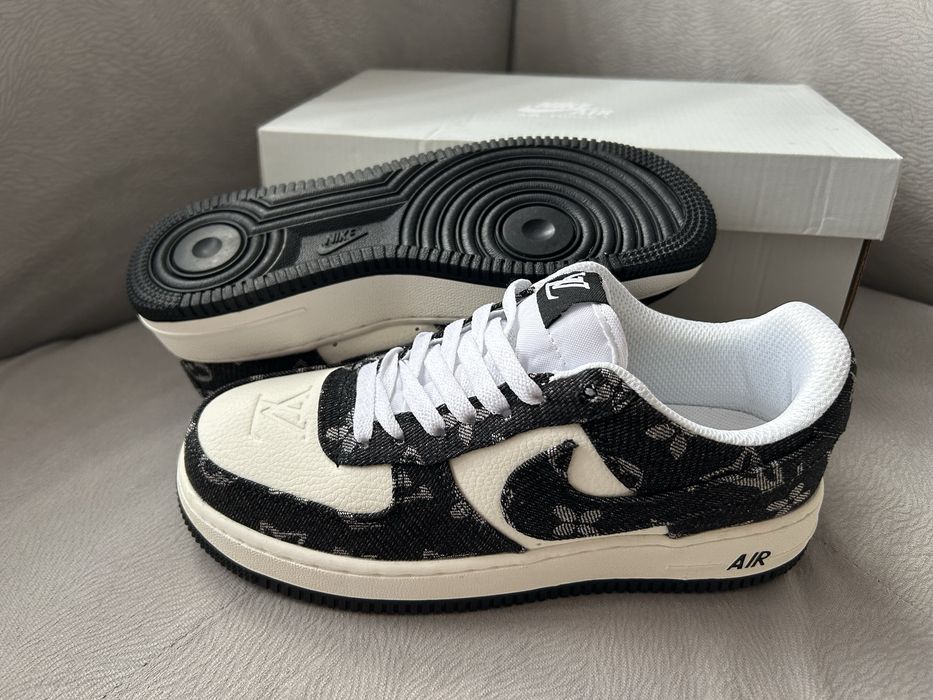 Buty Air Force 1 "LV Monogram Custom" – Czarno-białe – Rozmiar 38