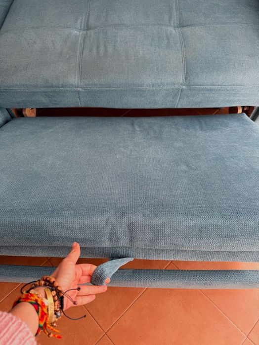 Sofá-cama com chaise longue Azul