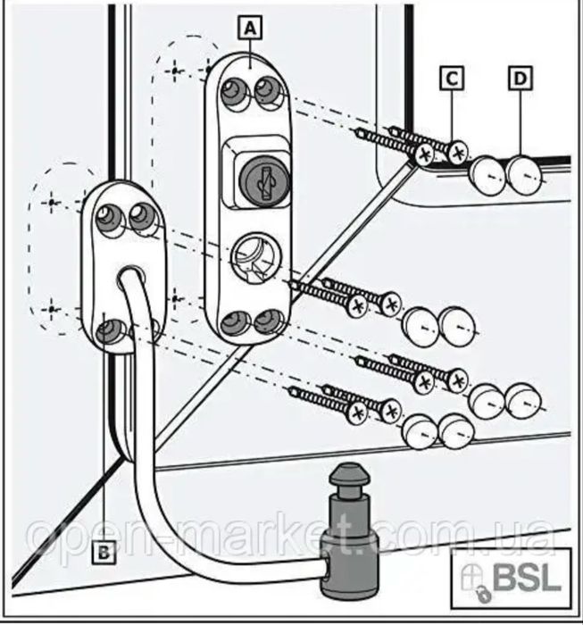 Замок захист на вікно обмежувач відкриття для дітей BSL CABLE PRIME