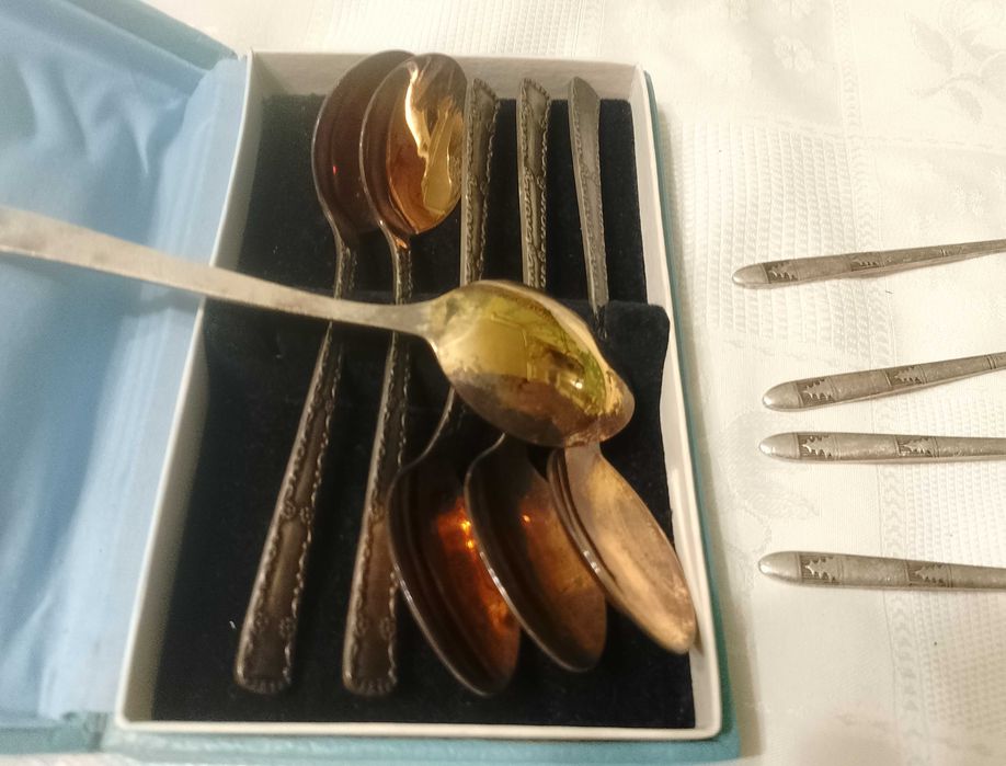 Советские мельхиоровые чайные ложечки с позолотой Таллиннский завод