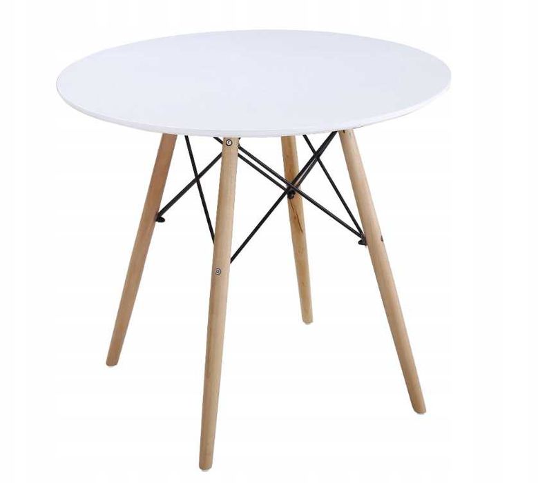 Duży stół + 4 krzesła białe skandynawskie 80cm ZESTAW NOWE