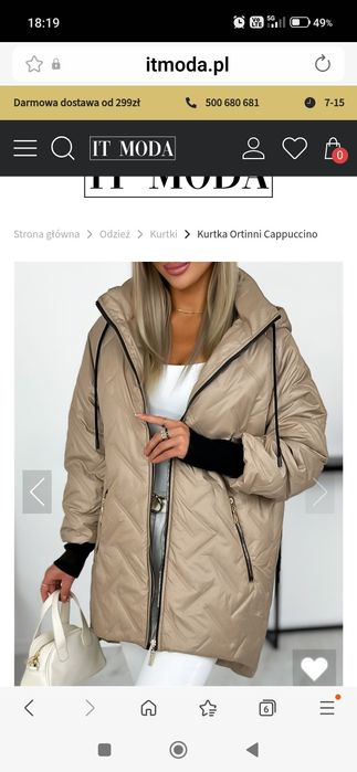 Lekka kurtka przejściowa kolor cappuccino