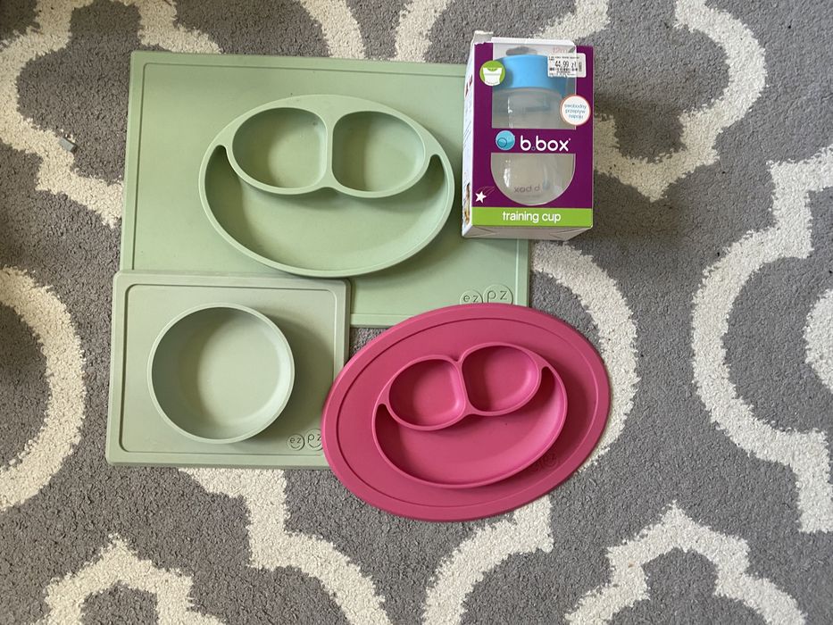 zestaw naczyń silikonowych nauka jedzenia ezpz kubek b.box bbox