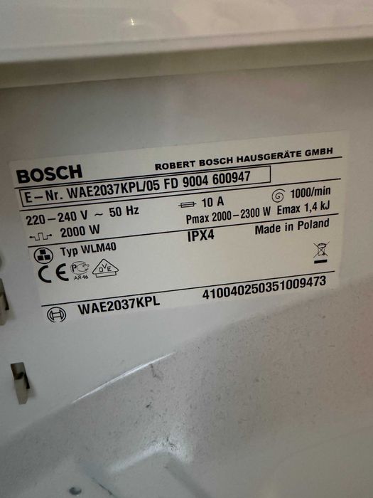 PraLKa Bosch WAE2037KPL