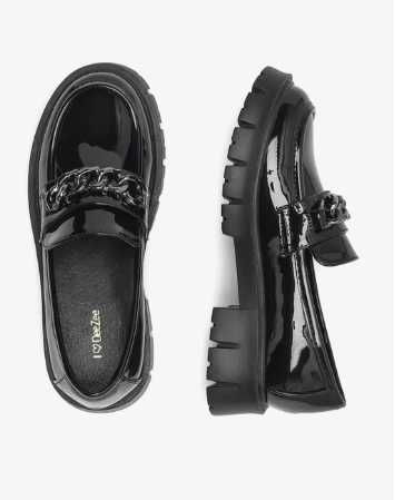 Czarne lakierowane loafersy dziewczęce, DeeZee, r.32/33 -