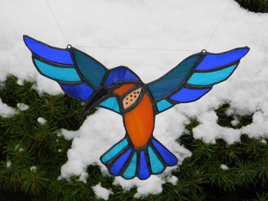 Zimorodek zawieszka ptaszek rękodzieło