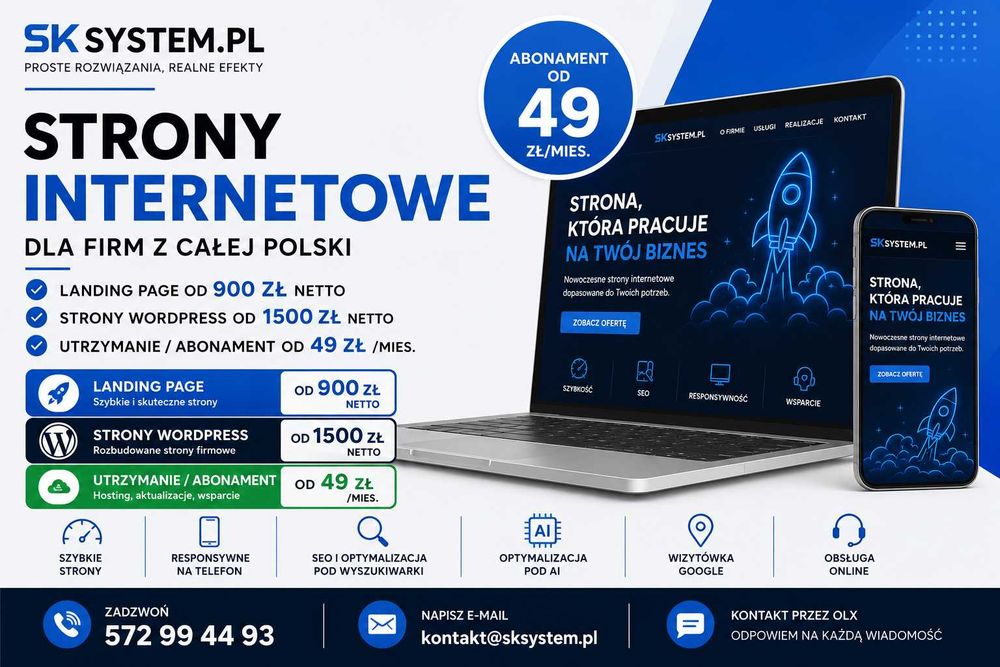 Strona internetowa / landing page dla firmy od 900 zł netto | WordPress | SEO | AI