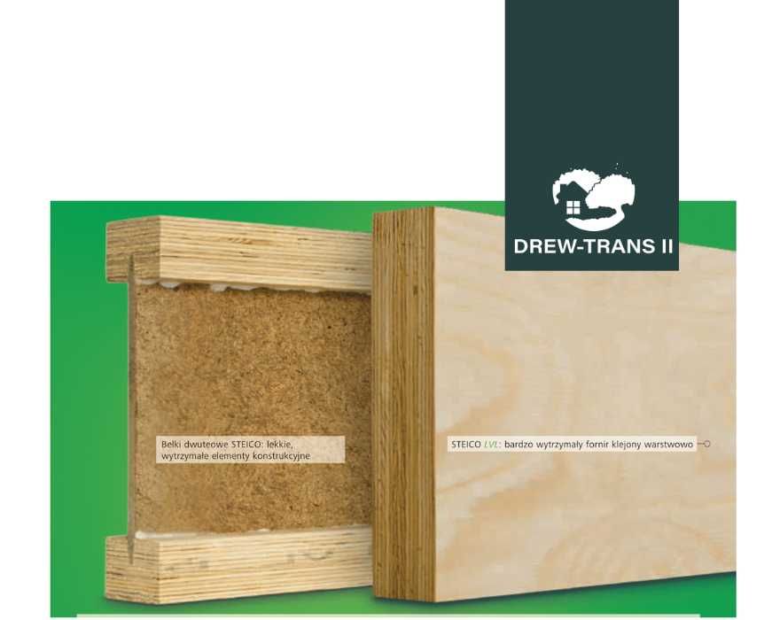 Belki dwuteowe 60/300/13000 STEICO joist dla dachu, stropu i ściany