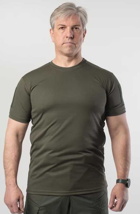 Тактична літня футболка Coolmax Military з велкро панелями Олива