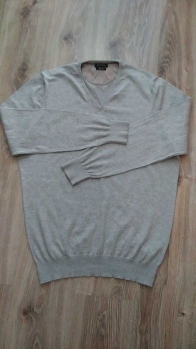 Massimo Dutti sweter męski w serek V bawełna jedwab XL ideał