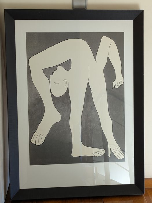 Par de Quadros Pablo Picasso - Série "Acrobatas" - Moldura Preta