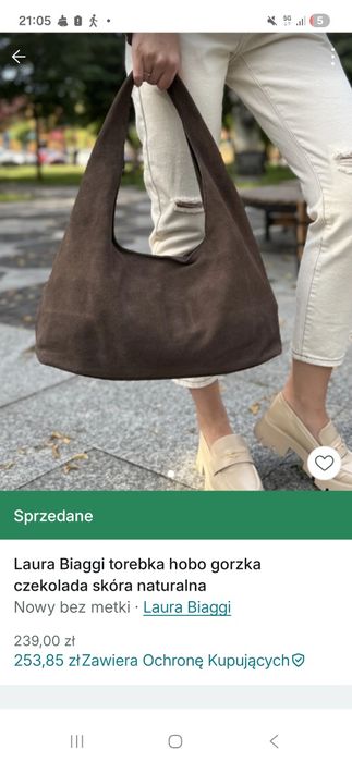 Torebka, torba , skóra naturalna-zamsz, gorzka czekolada NOWA