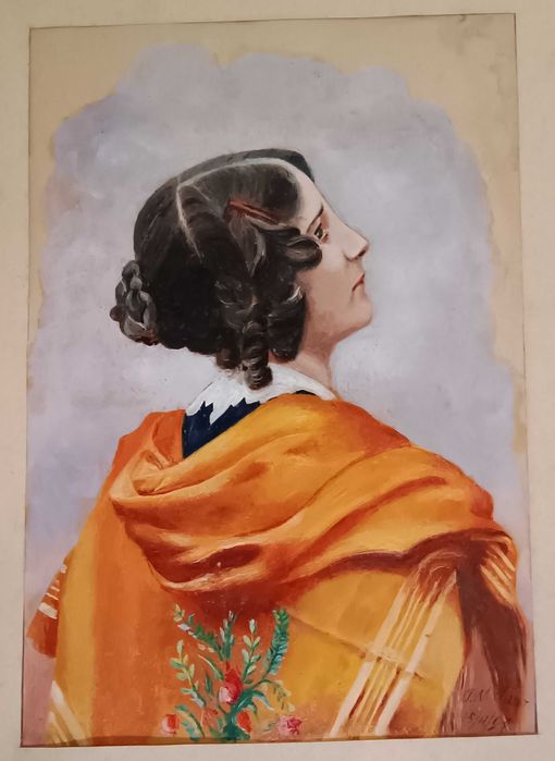 Pintura Antiga Óleo Sobre Papel