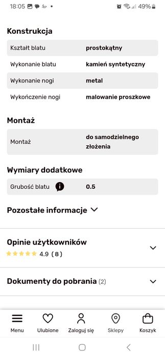 Stolik kawowy z blatem ze spieku kamiennego