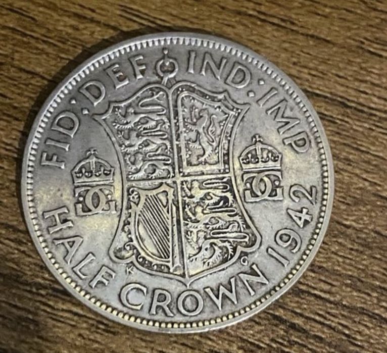 Moeda 1/2 Coroa 1942 Prata Reino Unido