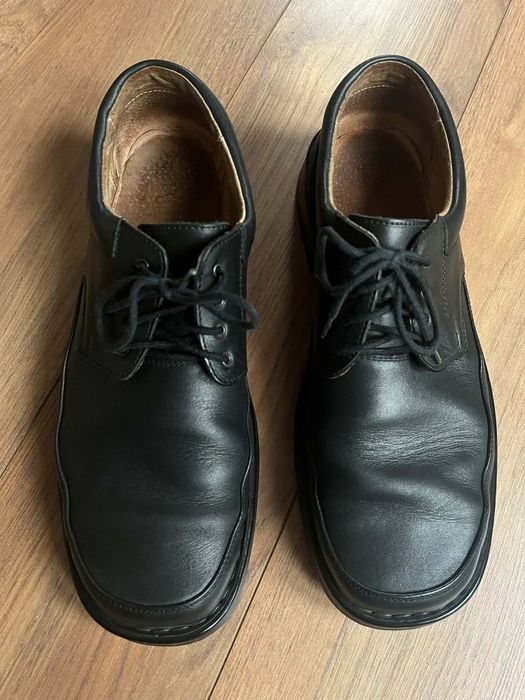 Skórzane czarne buty męskie, półbuty ze skóry naturalnej, obuwie 44